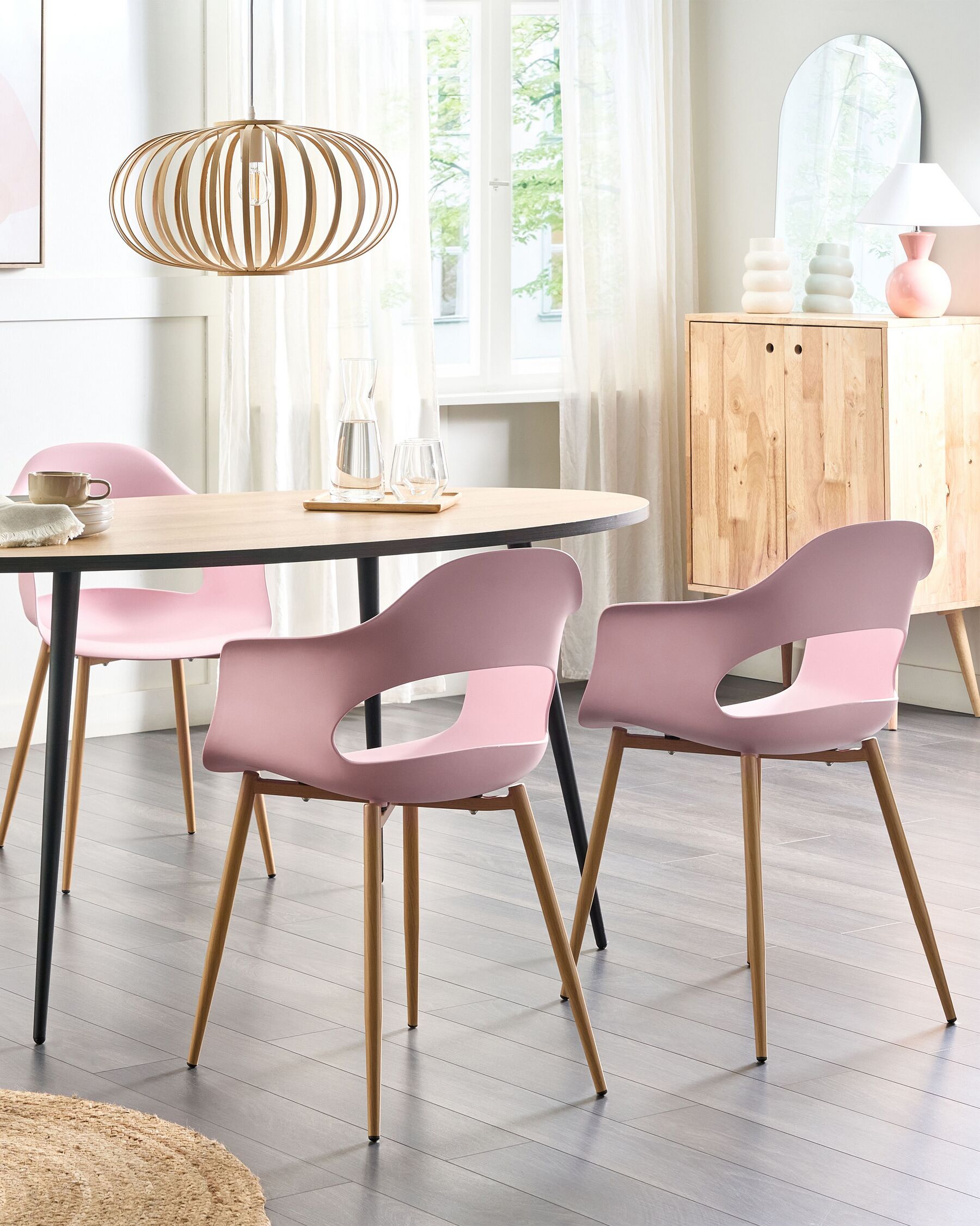 Set Of 2 Dining Chairs Pink Utica
