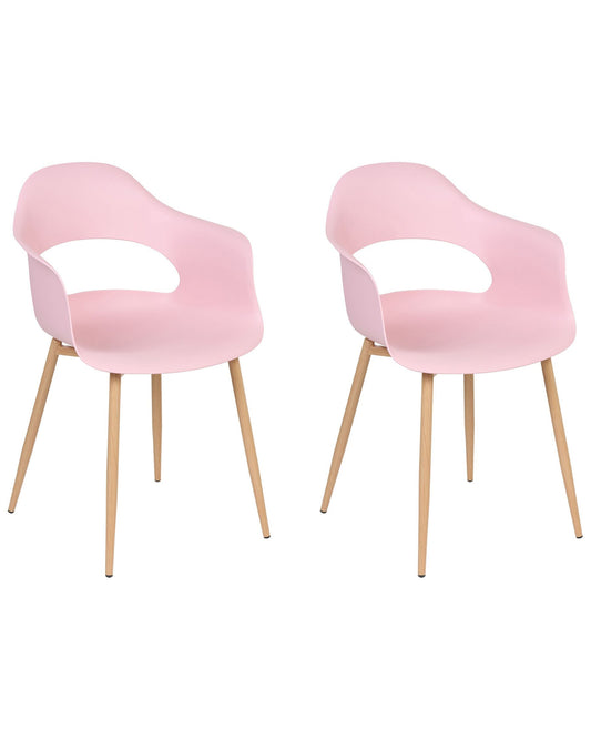 Set Of 2 Dining Chairs Pink Utica