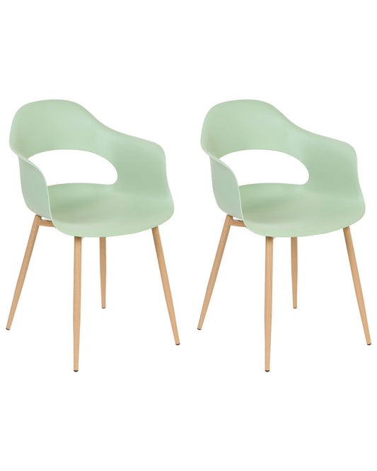 Set Of 2 Dining Chairs Light Green Utica