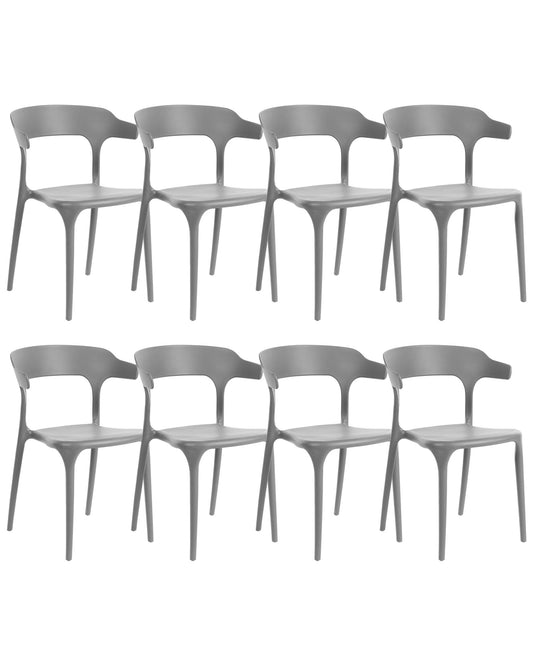 Set Of 8 Dining Chairs Dark Grey Gubbio