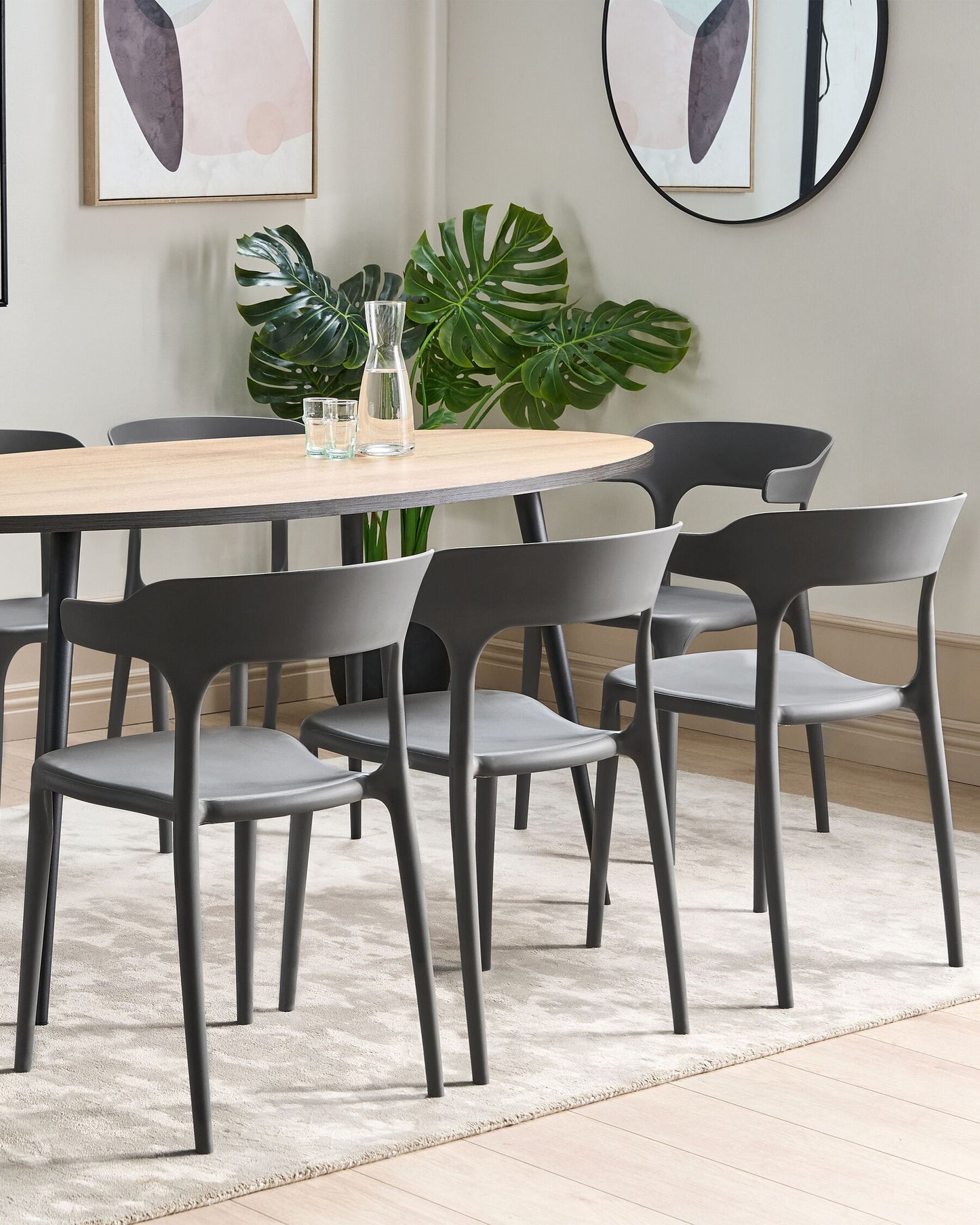 Set Of 8 Dining Chairs Dark Grey Gubbio