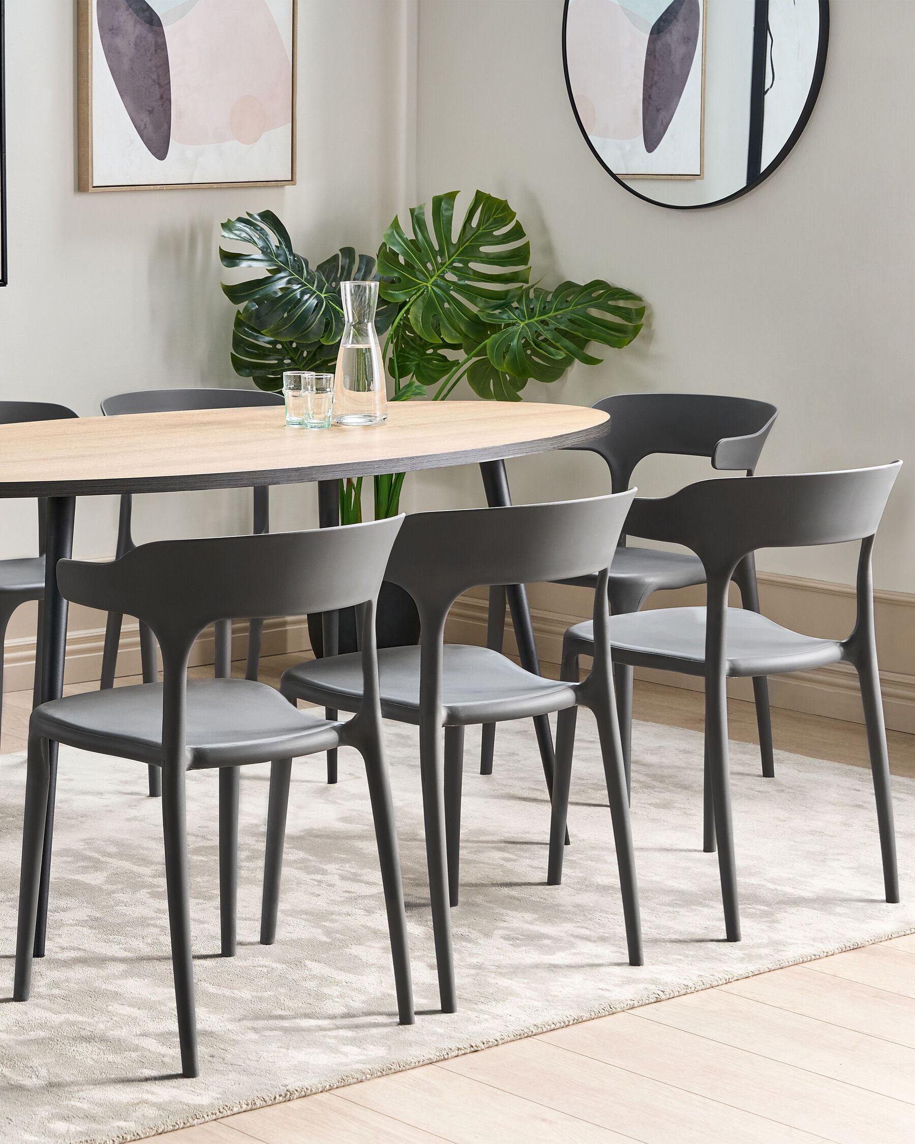 Set Of 8 Dining Chairs Dark Grey Gubbio