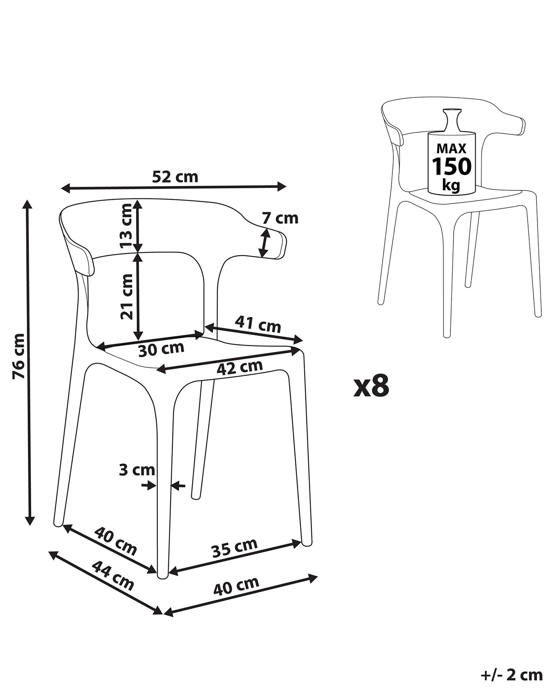 Set Of 8 Dining Chairs Dark Grey Gubbio