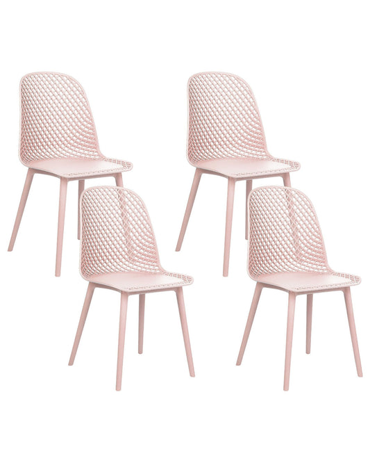 Set Of 4 Dining Chairs Pink Emory
