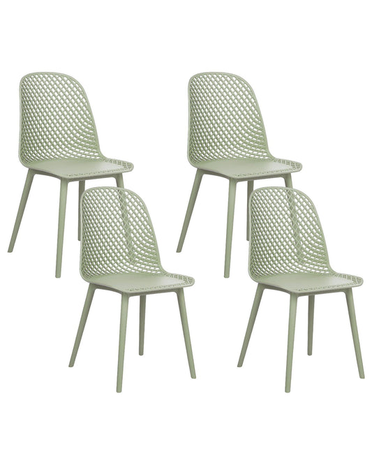Set Of 4 Dining Chairs Green Emory