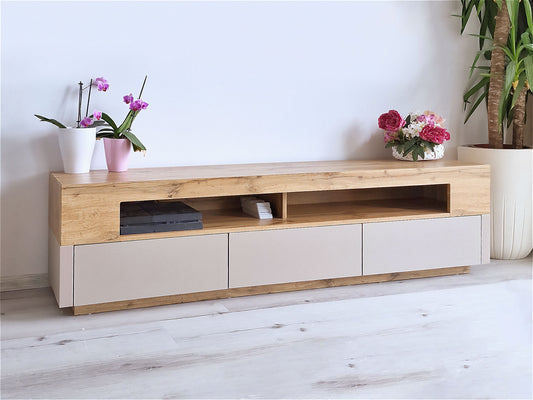 TV Stand Light Wood and Beige ANTONIO