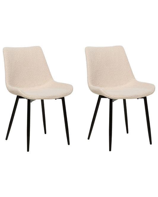 Set of 2 Boucle Dining Chairs Beige AVILLA