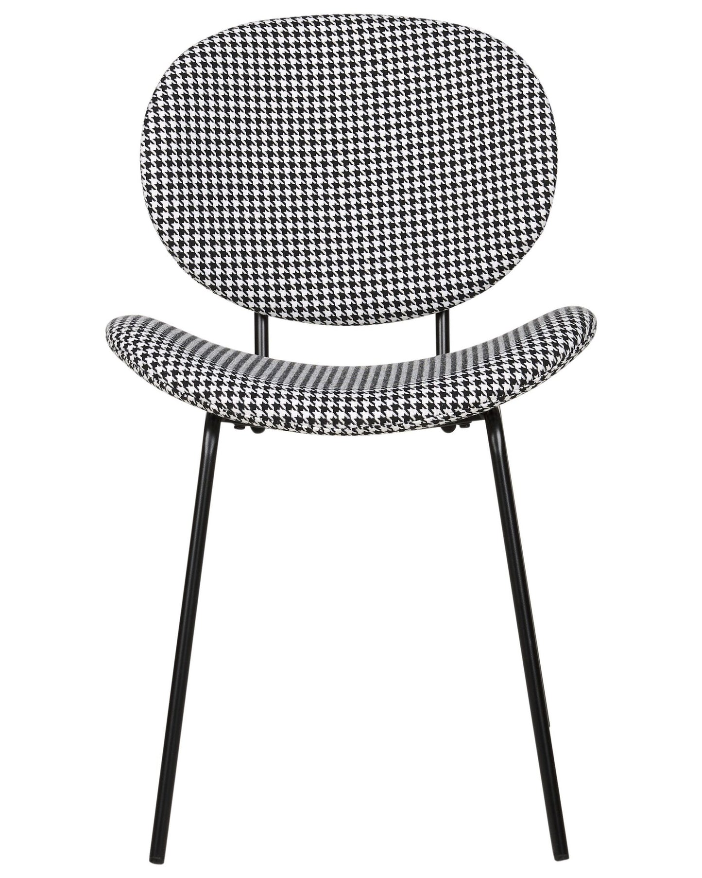 Set Of 2 Fabric Dining Chairs Houndstooth Black And White Luana