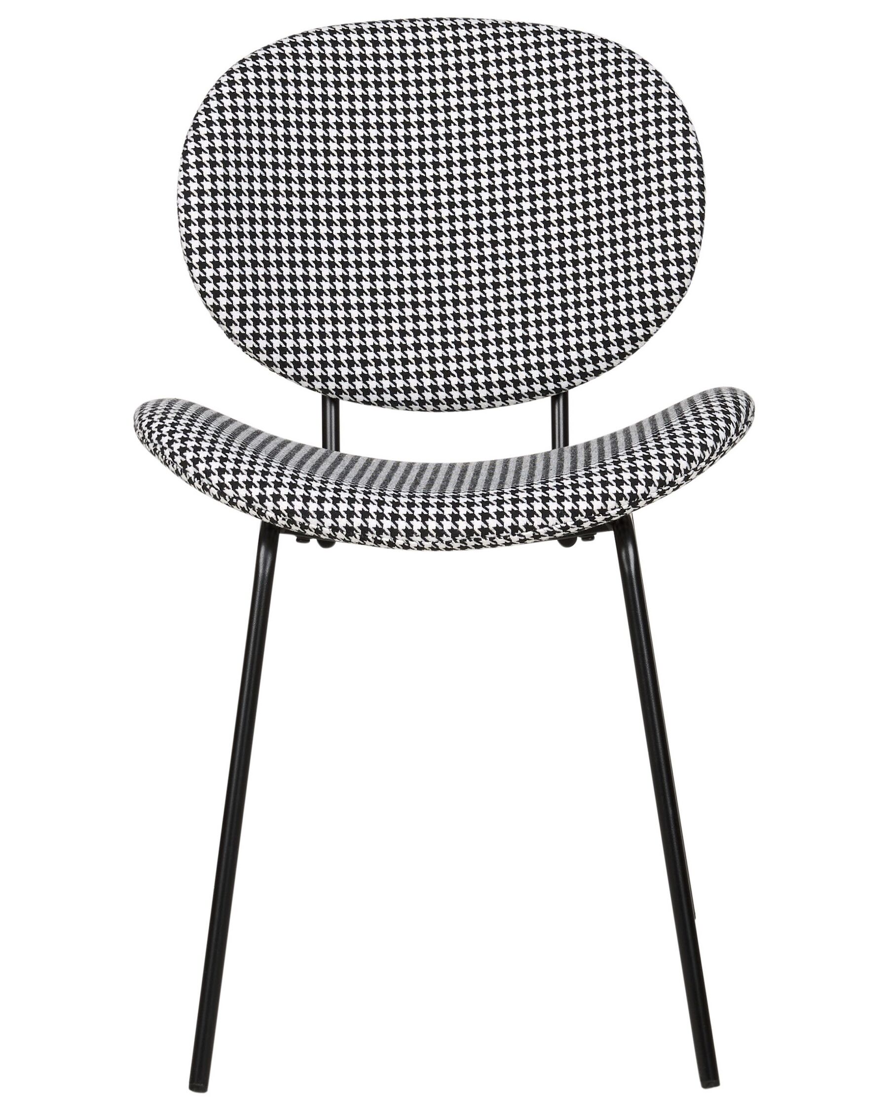 Set Of 2 Fabric Dining Chairs Houndstooth Black And White Luana