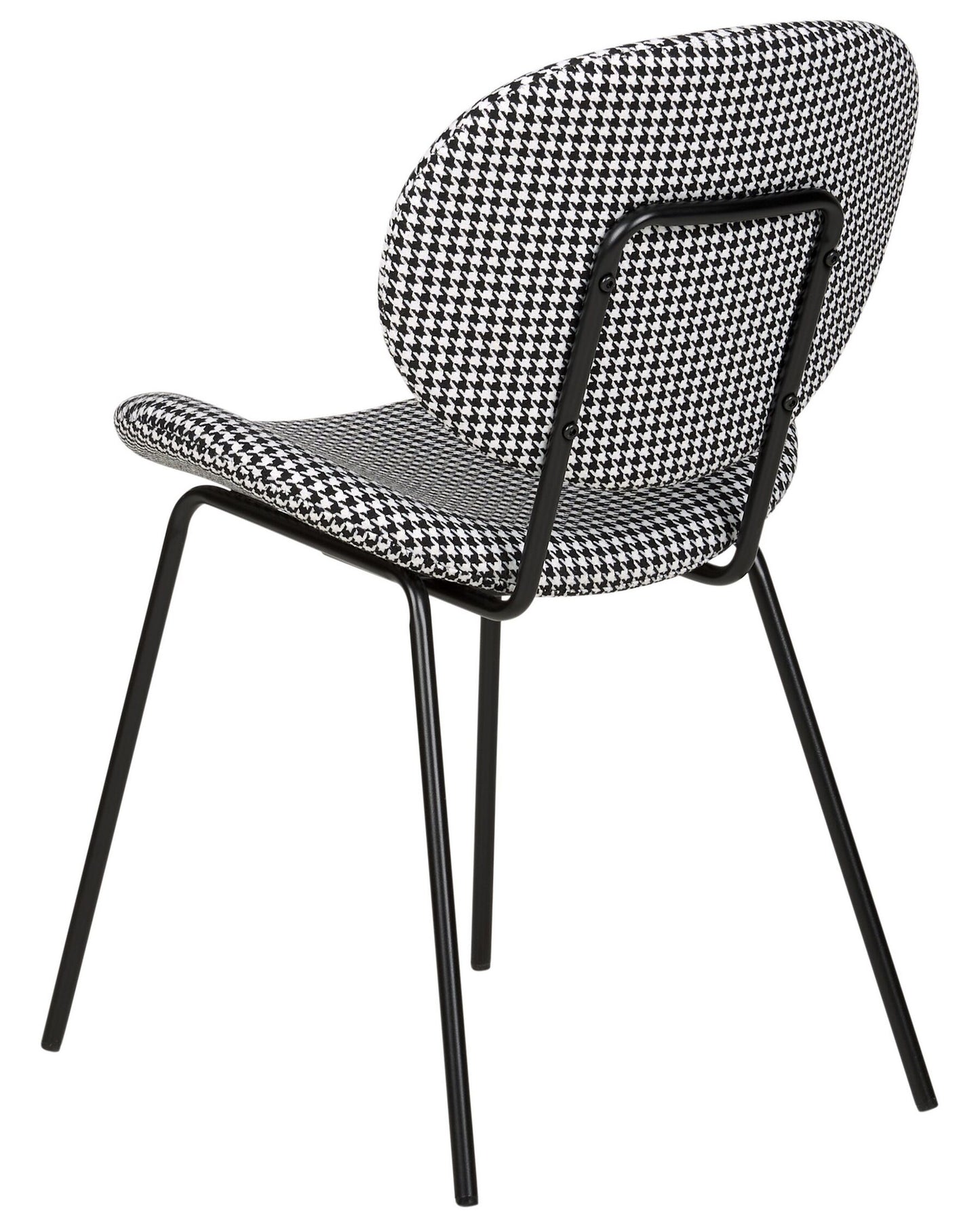 Set Of 2 Fabric Dining Chairs Houndstooth Black And White Luana