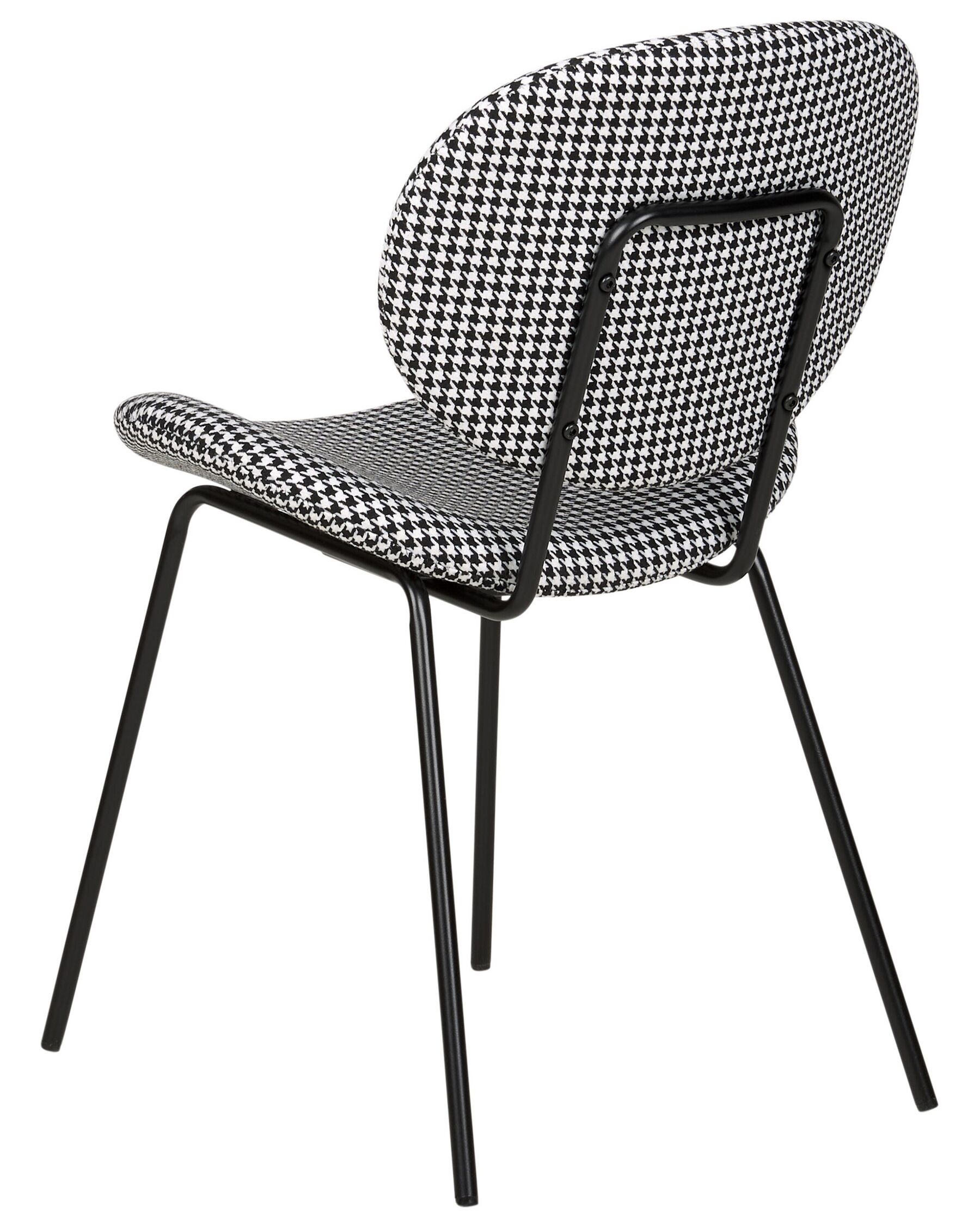 Set Of 2 Fabric Dining Chairs Houndstooth Black And White Luana
