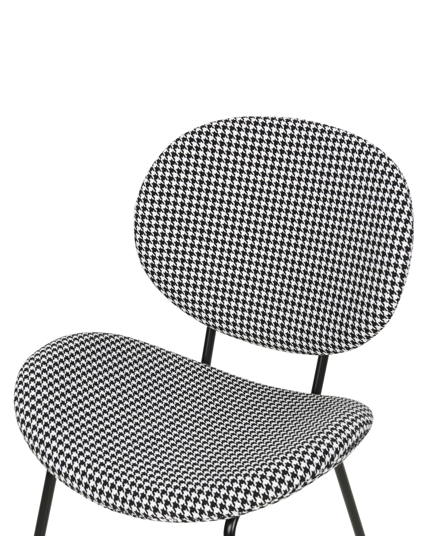 Set Of 2 Fabric Dining Chairs Houndstooth Black And White Luana
