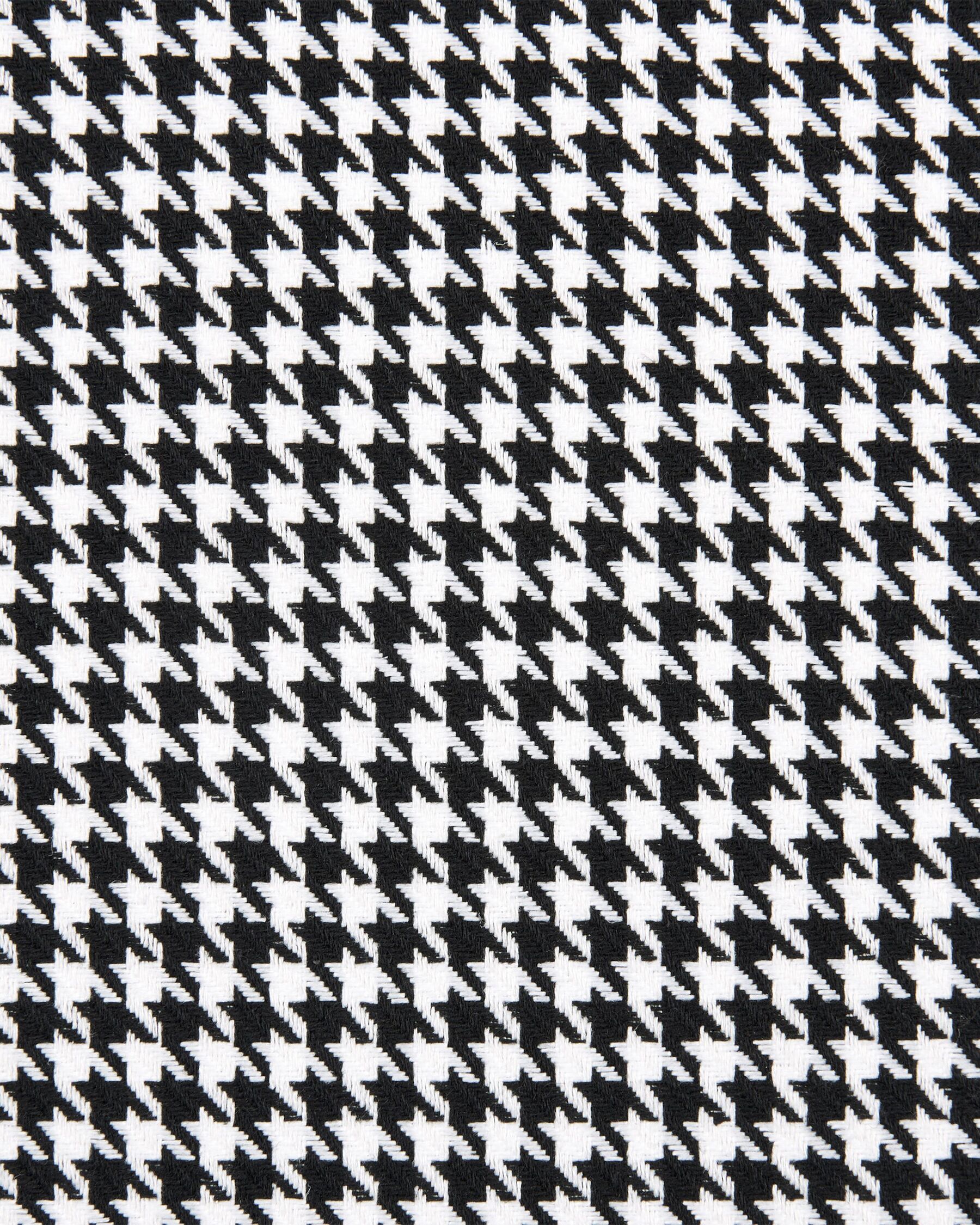 Set Of 2 Fabric Dining Chairs Houndstooth Black And White Luana