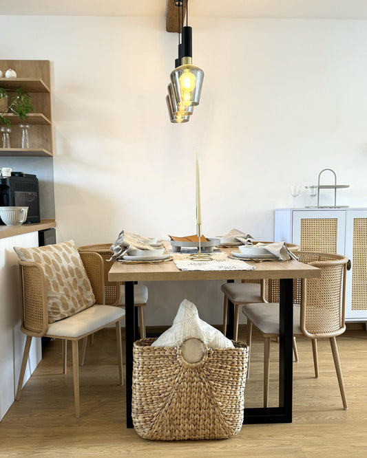 Set of 2 Metal Dining Chairs Light Wood KOBUK
