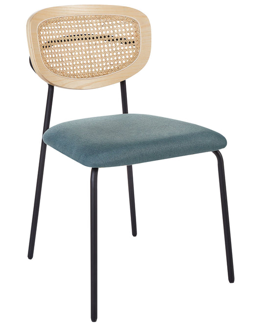Set of 2 Fabric Dining Chairs Blue MAYETTA