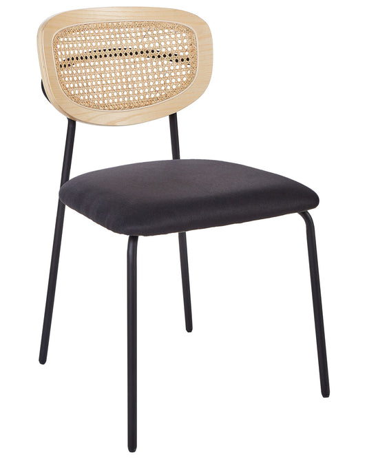 Set of 2 Fabric Dining Chairs Black MAYETTA